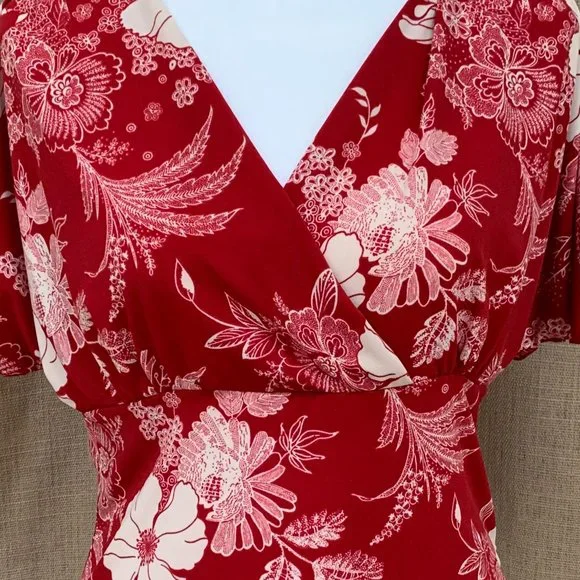 SOLD PERSEPTION CONCEPT Floral Wrap Flutter Sleeve Top Blouse - Picture 4 of 12